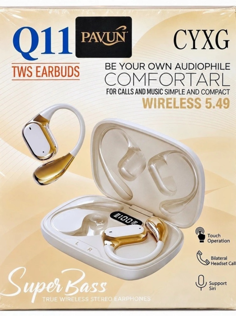 PAVUN Q11 Wireless 5.49 Earbud Headphones NWT